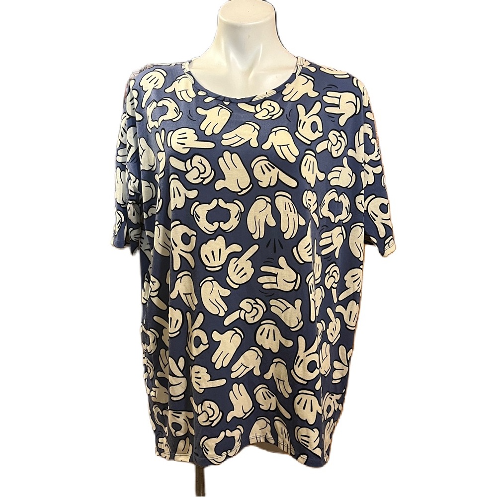Lularoe Irma blue Mickey Mouse hands Disney tunic shirt